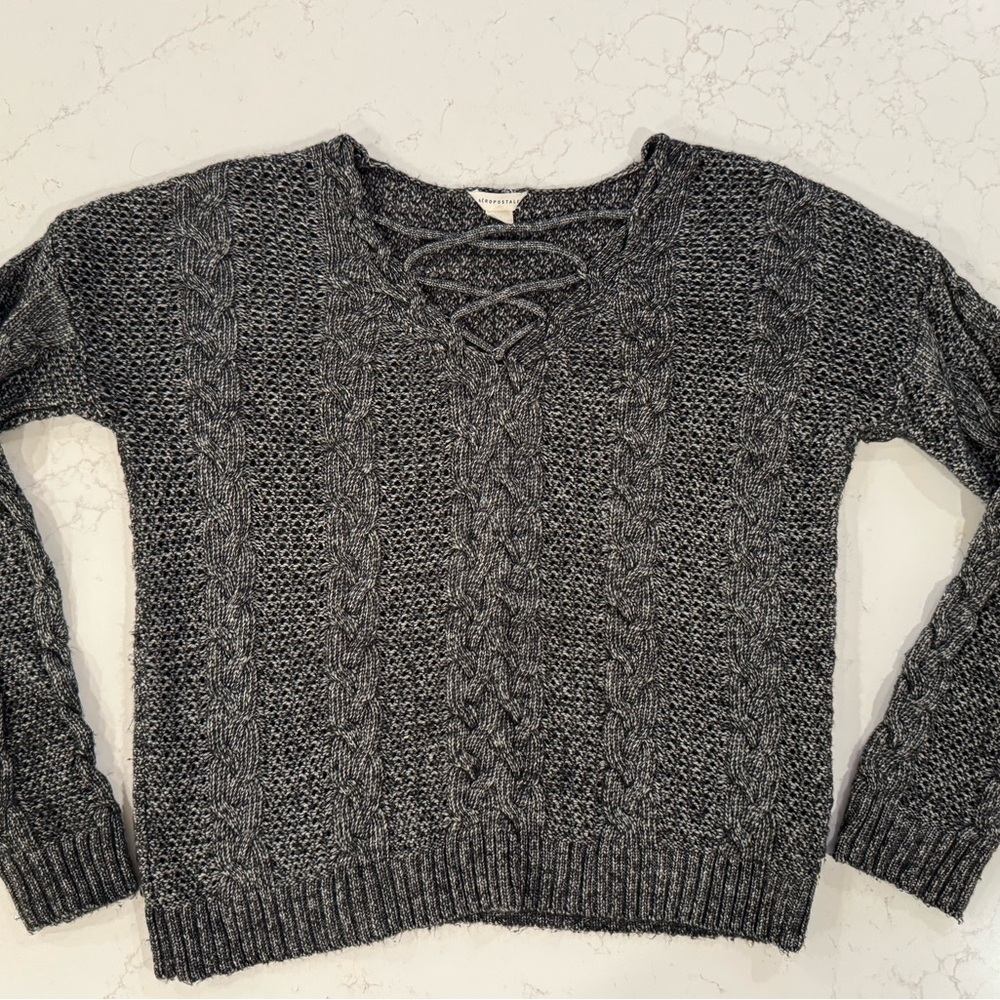 Aeropostale Charcoal Cable Knit Sweater
